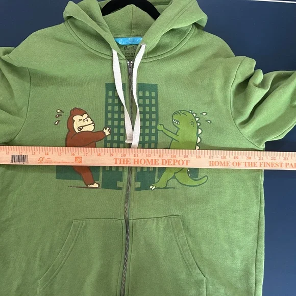 Playful Cartoon Style Zip-up Green Hoodie - Picture 8 of 10